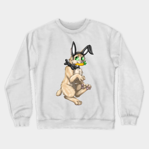 Bobtail BunnyCat: Cream (Black) Crewneck Sweatshirt by spyroid101